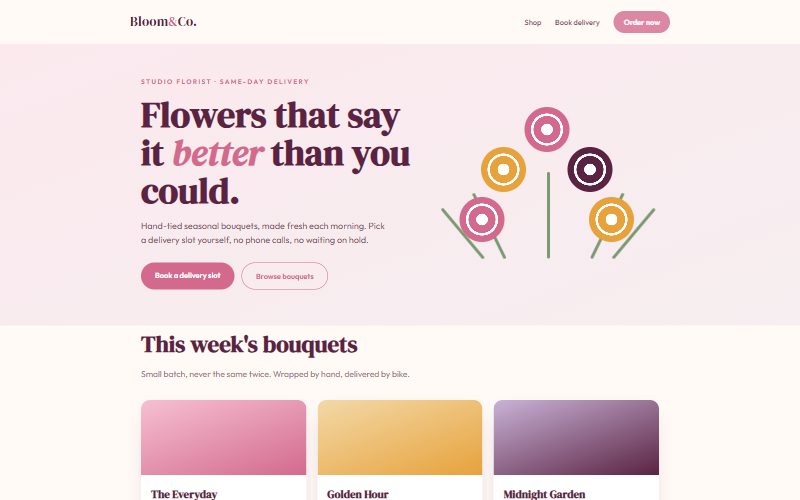 Screenshot of the Bloom & Co. demo