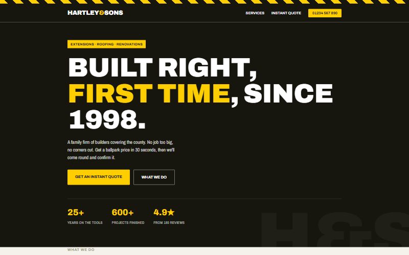 Screenshot of the Hartley & Sons demo